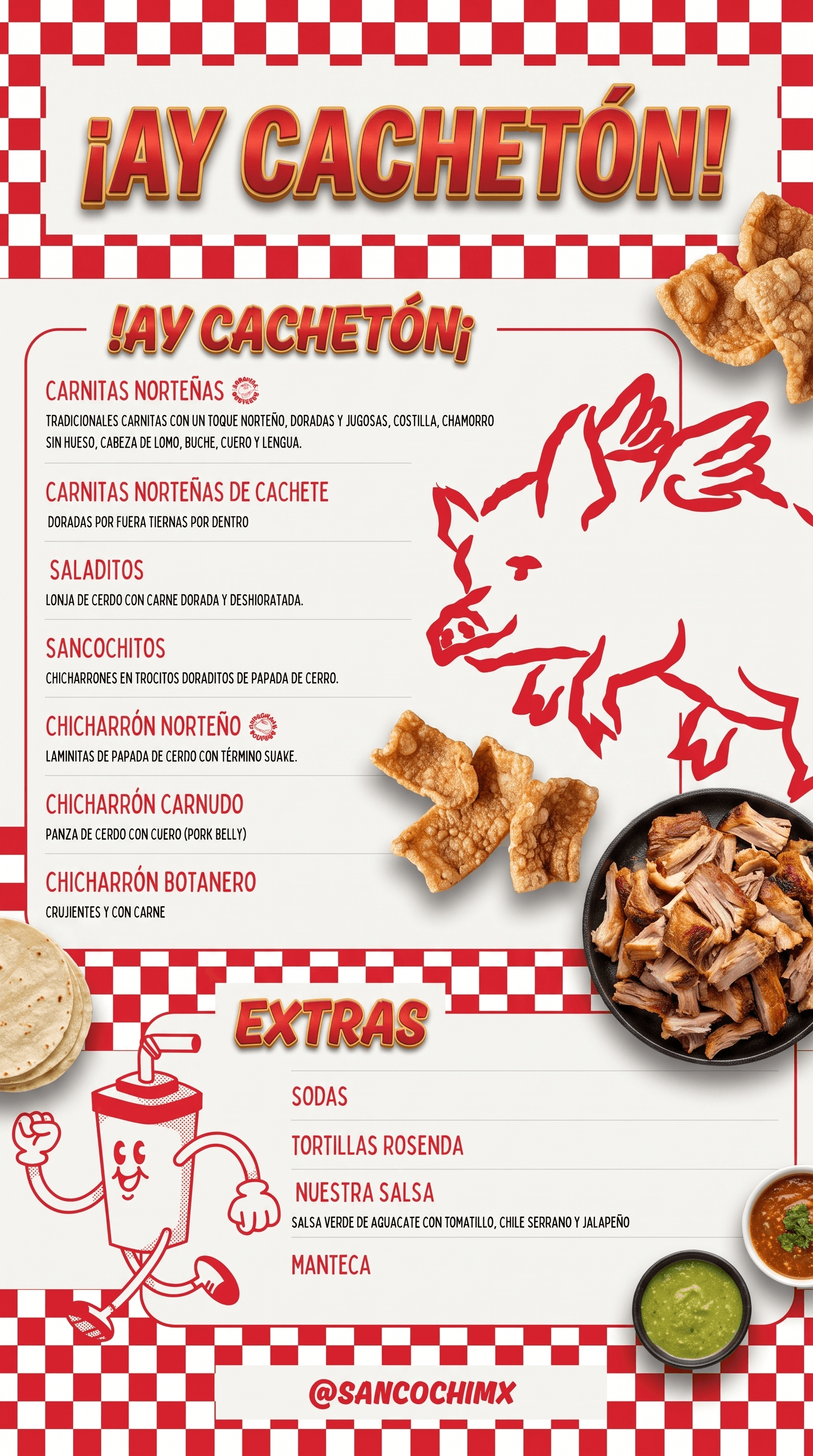 Tablero digital Sancochi con carnitas y chicharrones